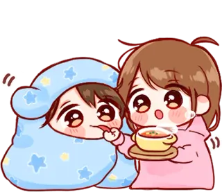 🤧 carino, cartone animato, illustrazione, cibo, personaggio, adorabile, coperta, zuppa telegram sticker
