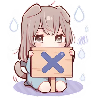 ❌ 动漫, 悲伤, 狗, 卡通, Q版, 贴纸, 插画 whatsapp sticker