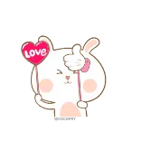 👍 LOVE thỏ, yêu, dễ thương, trái tim, động vật whatsapp sticker
