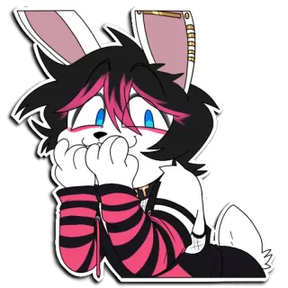 🤭 fictional rabbit character furry, rabbit, bunny, shy, cute, emo, scene, anthropomorphic telegram sticker