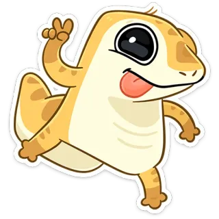 ✌️ geco, lucertola, animale, cartone animato, pace, carino whatsapp sticker