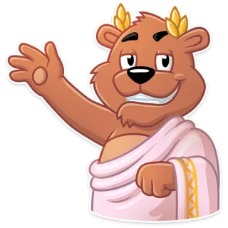 👋 urso, desenho animado, toga, saudação, animal, mascote whatsapp sticker