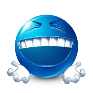 😆 Emoji, Sonrisa, Azul, Riendo, Manos, Feliz, Expresión whatsapp sticker