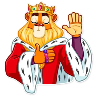 🤚 лев, король, корона, королевский, мультфильм, персонаж telegram sticker