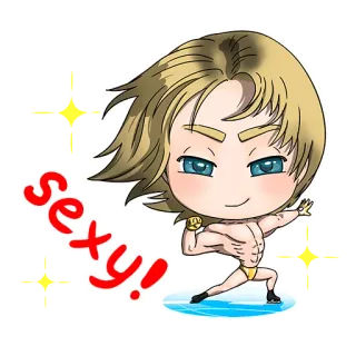 😈 sexy! seksi, kartun, anime, chibi, pirang, pria whatsapp sticker
