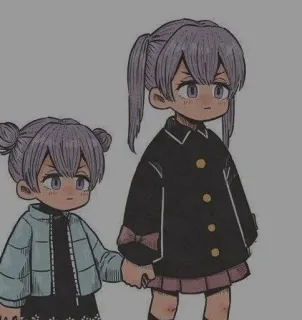 🌙 动漫, 卡通, 女孩, 双胞胎, 可爱, 绘画 telegram sticker