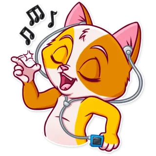 🕺 gatto, musica, ascolto, cartone animato, carino, animale, cuffie telegram sticker