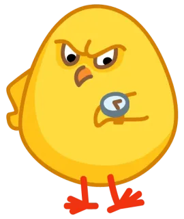 👷 chicken, angry, watch, time, cartoon, bird telegram sticker