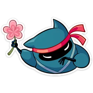 🌹 cartoon, sticker, ninja, flower, mask, cute whatsapp sticker