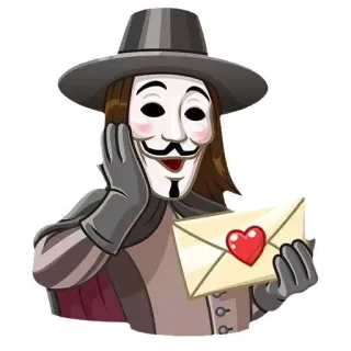😌 V V for Vendetta V Vendetta, หน้ากากกาย ฟอกส์, อนาธิปไตย, การปฏิวัติ, สติกเกอร์ telegram sticker