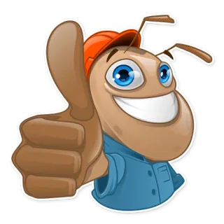 👍 Kreskówka, Mrówka, Kciuk w górę, Budowa, Robotnik, Owady telegram sticker