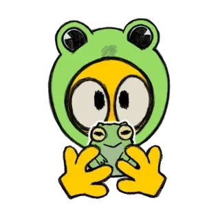 🐸 katak, emoji, imut, kartun, ilustrasi, binatang telegram sticker