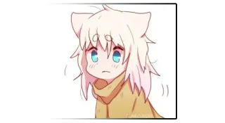😕 Аниме, Кот, Мультфильм, Милый, Каваий, Чиби telegram sticker