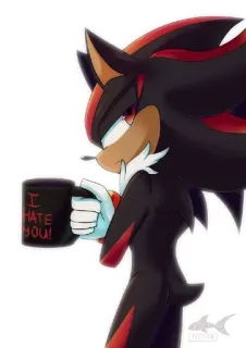 🙂 Shadow the Hedgehog I HATE YOU! hedgehog, shadow, hate, angry, mug, sonic whatsapp sticker