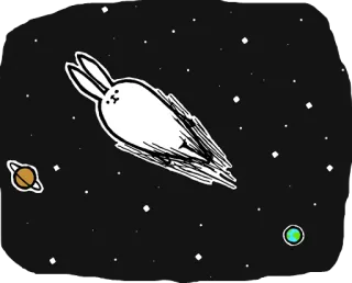 🚀 rabbit, space, planet, stars, cartoon, animal telegram sticker