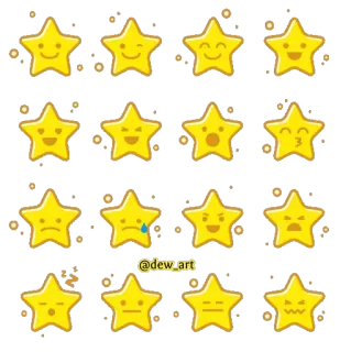 ⭐️ @dew_art 별, 감정, 귀여운, 노란색, 만화, 이모티콘, 미술 telegram sticker