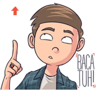 😮 desenho animado, personagem, apontando, homem, dedo whatsapp sticker