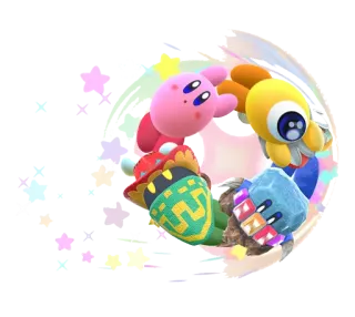 👨‍👧‍👧 Kirby gra wideo, nintendo, kirby, słodkie, waddle dee telegram sticker