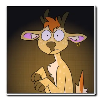 😱 cerf, dessin animé, animal, effrayé, anthro, furry telegram sticker