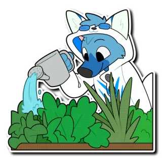 🌱 anjing, penyiraman, berkebun, imut, tanaman, kartun telegram sticker