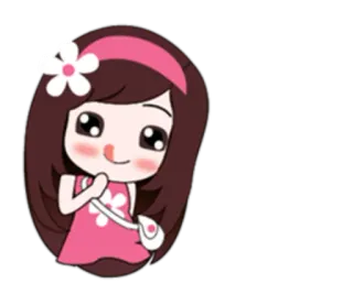 😋 可爱, 卡通, 女孩, 花, 卡哇伊, 贴纸 whatsapp sticker