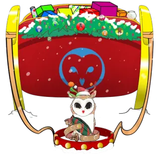 🦉 coruja, natal, trenó, presentes, feriados, inverno, neve, fofo telegram sticker