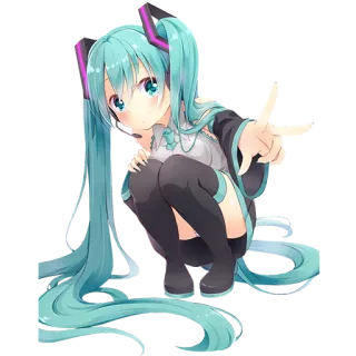 ✌ Hatsune Miku Anime, Cartoon, Mädchen, Vocaloid, Musik, Süß telegram sticker