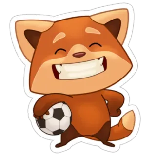 😁 zorro, animal, fútbol, balón, dibujos animados, lindo telegram sticker