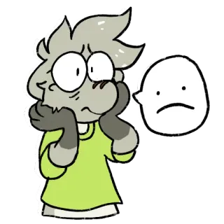 😟 sad, cartoon, emotions, sticker, character, worried whatsapp sticker