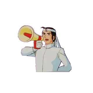 📢 อนิเมะ, ผู้ชาย, โทรโข่ง, การ์ตูน, ตะโกน, ผู้นำ, การสื่อสาร telegram sticker