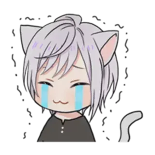 ✔ аниме, кошка, плачет, чиби, милый telegram sticker