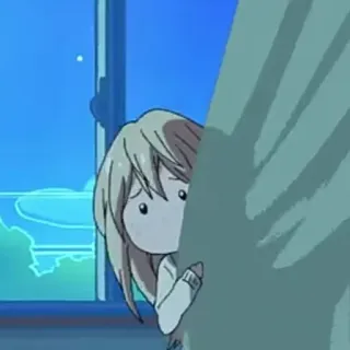 🤍 anime, girl, hiding, curtain, cute, illustration telegram sticker