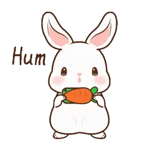 ⭐ Hum กระต่าย, แครอท, น่ารัก, สัตว์, การ์ตูน, สติกเกอร์ telegram sticker