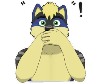 😨 Furry, Antropomórfico, Animal, Desenho animado, Adesivo, Chocado, Surpresa, Preocupado telegram sticker