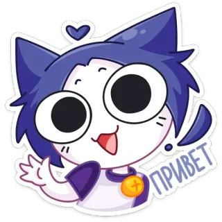 👋 ПРИВЕТ kucing, kartun, salam, melambai, lucu telegram sticker