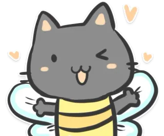 ❤ kot, pszczoła, słodki, kawaii, naklejka, zwierzę telegram sticker