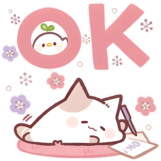 👌 OK 猫, 鳥, かわいい, OK, 動物, 花 whatsapp sticker