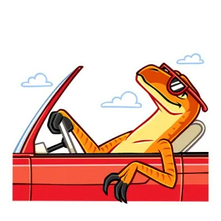 😎 dinosaurio, conducción, coche, gafas de sol, velociraptor, animal telegram sticker