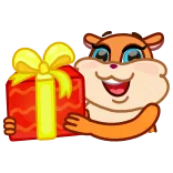 🎁 chomik, prezent, zwierzę, kreskówka, słodki, prezent telegram sticker