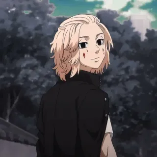 🎭 Mikey Tokyo Revengers anime, manga, blonde hair, black jacket, Tokyo Revengers, Mikey telegram sticker