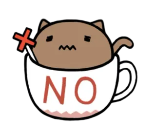 ❌ NO gato, xícara, não, desaprovação, rejeitar, proibir telegram sticker