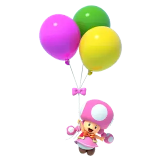 💟 Toadette Super Mario toadette, mario, balloons, pink, cartoon telegram sticker