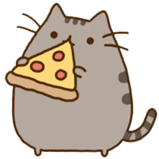 🍕 Pusheen cat, pizza, food, cartoon, cute telegram sticker