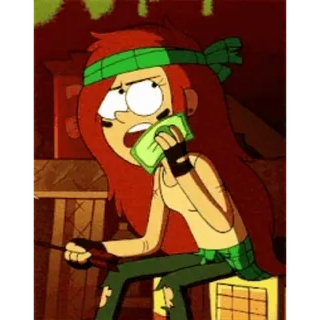 💰 cartoon, girl, money, headband, red hair, character telegram sticker