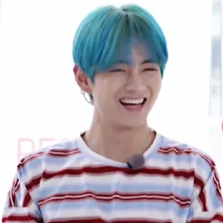 🤙 V V, BTS, Kpop, cantante, capelli blu, ridendo, sorridente whatsapp sticker