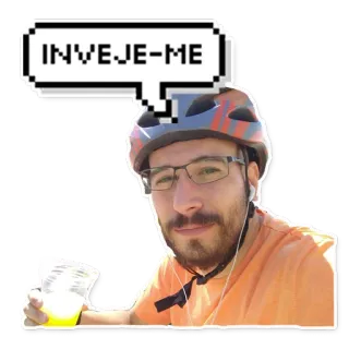 😘 INVEJE-ME man, helmet, beverage, glasses, speech bubble telegram sticker