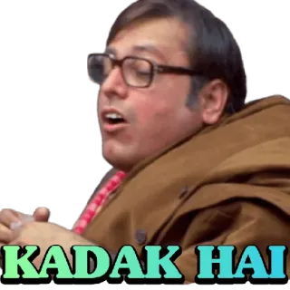 😀 KADAK HAI 웃긴, 밈, 인도인, 남자, 안경 telegram sticker