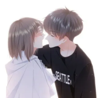 💕 SEATTLE pareja, amor, romance, anime, dibujos animados, cariño telegram sticker