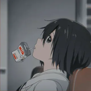 😐 Anime, Chica, Leche, Bebida, Estético, Lindo telegram sticker