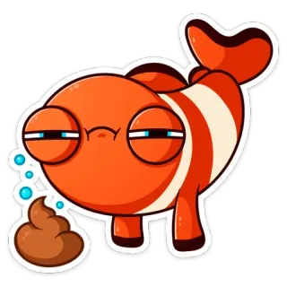 💩 fisch, clownfisch, cartoon, tier, emoji, lustig, kacka whatsapp sticker